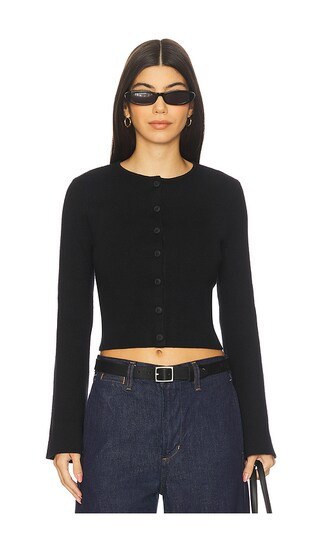 Good American Bell Sleeve Knit Cardigan in Black. - size XS | Revolve Clothing (Global)