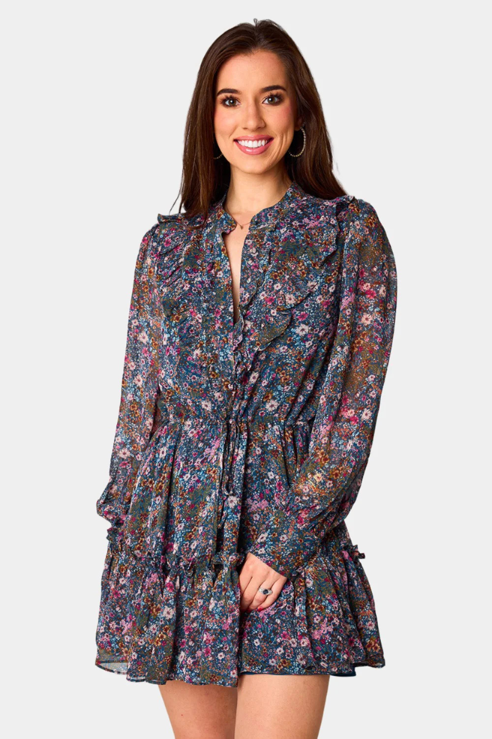 BuddyLove | Celia Long Sleeve Mini Dress | Hollyhock | BuddyLove