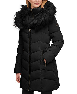 Faux-Fur-Trim Hooded Puffer Coat | Macys (US)