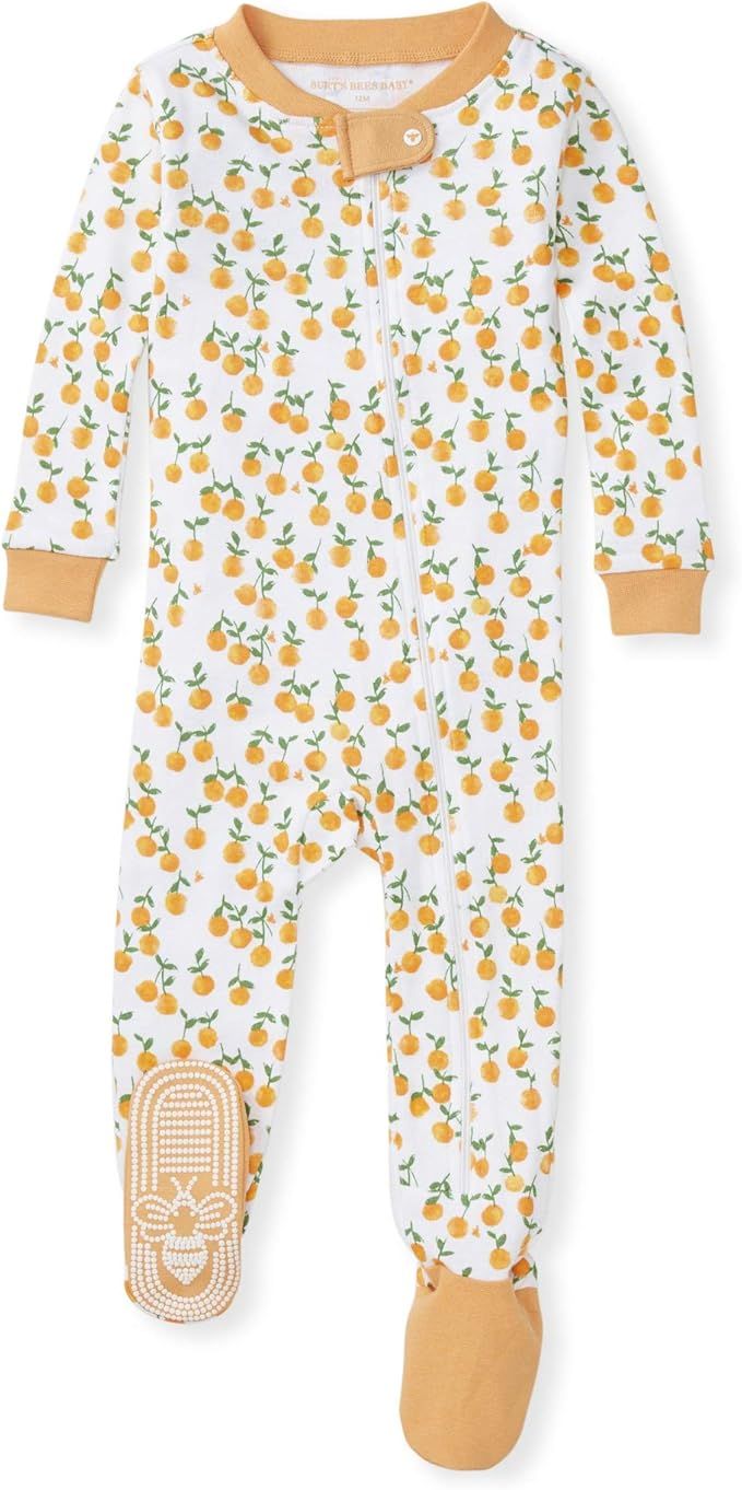 Amazon.com: Burt's Bees Baby Baby Girls' Sleeper Pajamas, Zip Front Non-slip Footed Sleeper Pjs, ... | Amazon (US)
