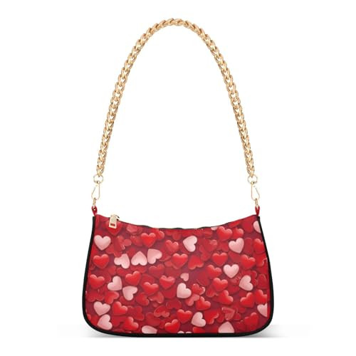 Shoulder Bag for Women Red Love Heart Hobo Purse Tote Handbags Small Clutch Purses Underarm Bags with Zipper Closure | Amazon (US)