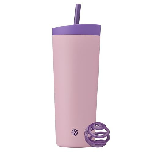BlenderBottle 2-in-1 Insulated Stainless Steel Shaker Tumbler, Swig Leakproof Lid, Straw, BlenderBall, BPA Free, For Protein Shakes, Smoothies, And Pre Workout, 24 oz, Purple/Pink (Velvet Blush) | Amazon (US)