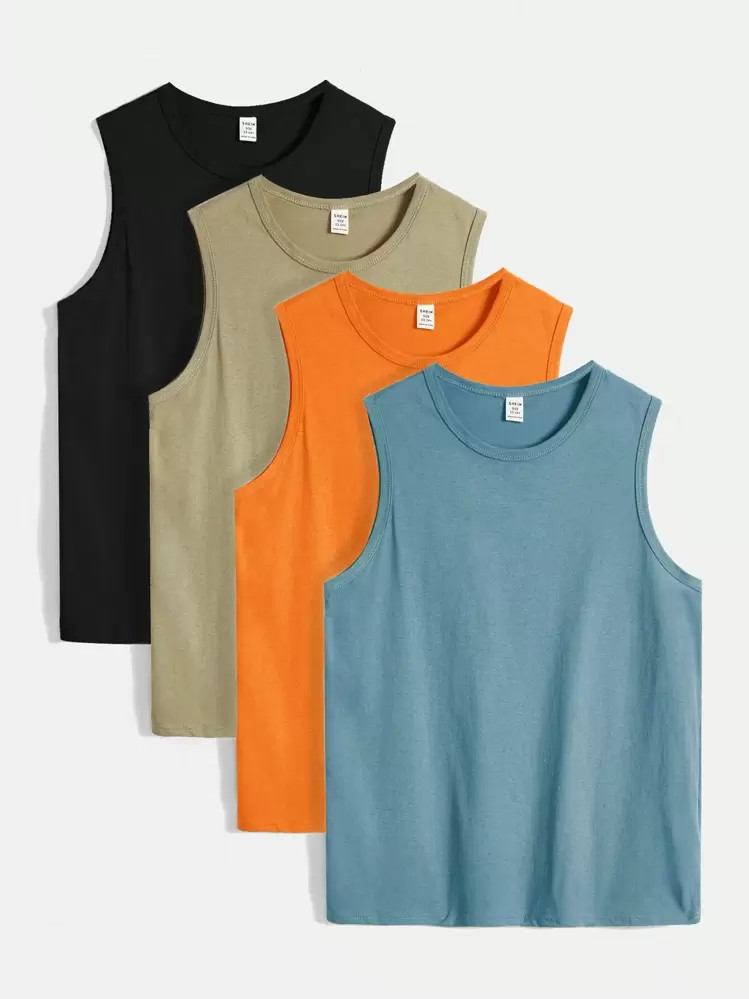 SHEIN Tween Boy 4pcs Solid Tank Top | SHEIN