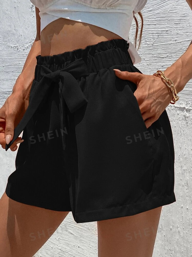 SHEIN Frenchy Slant Pocket Tie Front Shorts | SHEIN