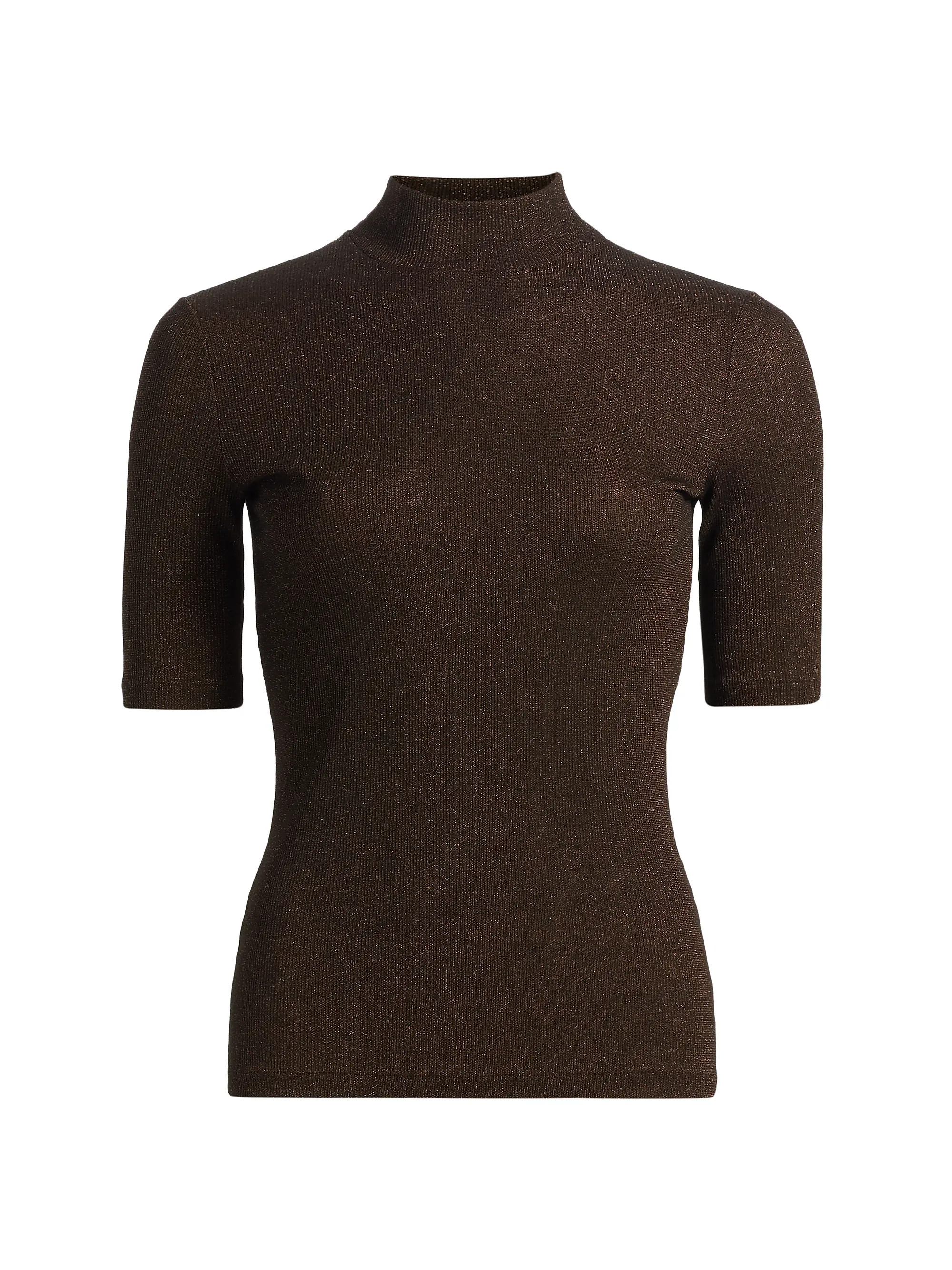 The Metallic Mock Turtleneck Top | Saks Fifth Avenue