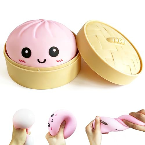 Dumpling Squishy Mystery Box, Super Soft Slow Rising TPR Tear-Resistant Smiley Face Dumpling Toy, Fidget Sensory Toys for Easter Basket Stuffers, Parties, Classroom Prizes Adults Kids（Pink） | Amazon (US)