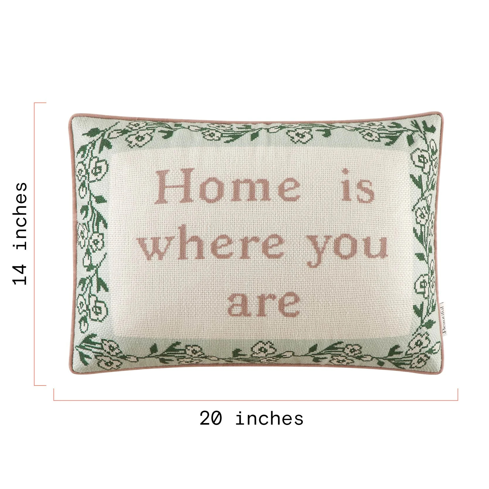 Beautiful Sentiment Needlepoint Lumbar Decorative Pillow by Drew Barrymore, 14" x 20" | Walmart (US)