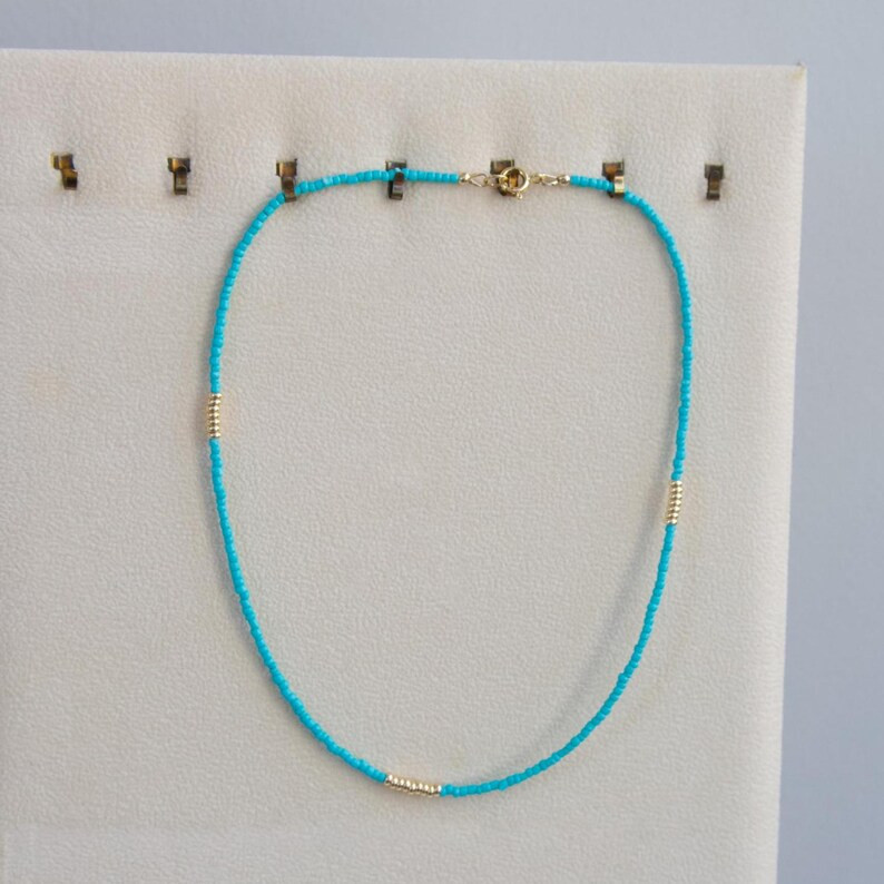 Turquoise and Gold Necklace, 16inch Necklace, *READY TO SHIP Handmade Boho Jewelry for Everyday W... | Etsy (US)