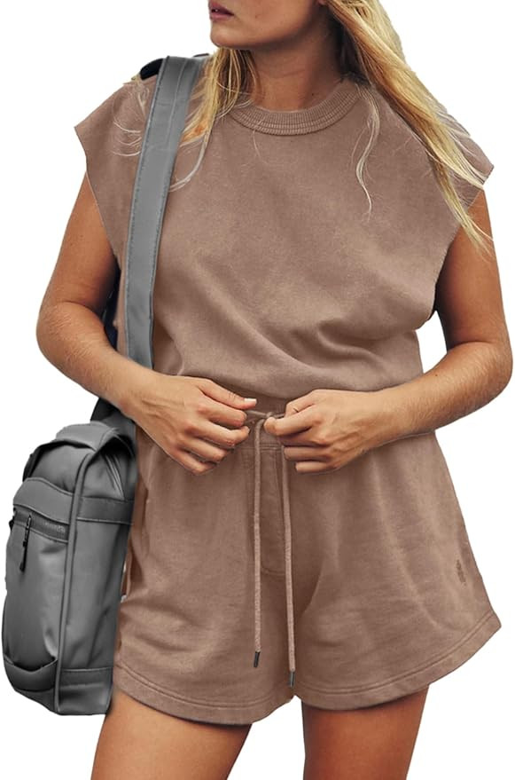 Glamaker Women's Summer Casual Shorts Romper Open Back Sleeveless Workout One Piece Jumpsuits Wit... | Amazon (US)