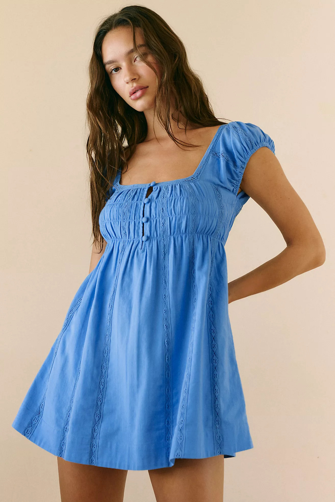 Nina Babydoll Cotton-Linen Mini Dress | Free People (Global - UK&FR Excluded)