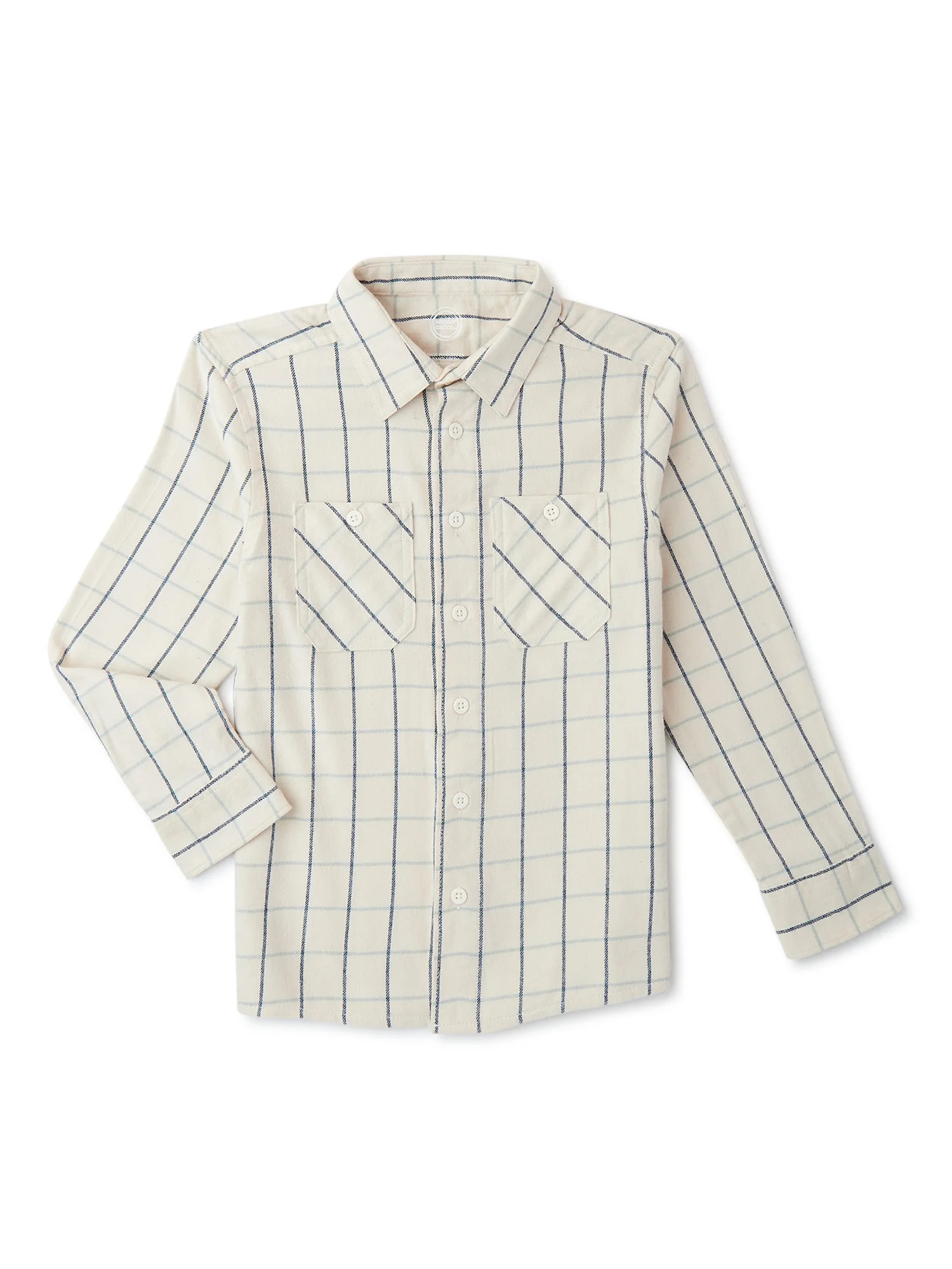 Wonder Nation Boys Long Sleeve Flannel Shirt, Sizes 4-18 & Husky - Walmart.com | Walmart (US)