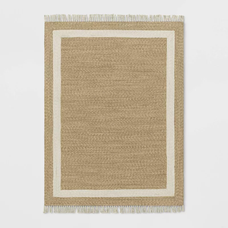 Braided Outdoor Rug with Fringe Neutral/Ivory - Threshold™ designed with Studio McGee | Target