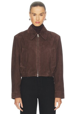 AGOLDE Nahlia Cropped Suede Jacket in Root from Revolve.com | Revolve Clothing (Global)