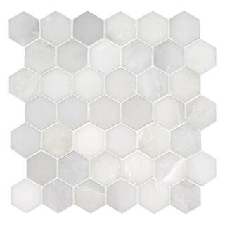 Greecian White 2 in. Hexagon 11.75 in. x 12 in. Polished Marble Floor and Wall Tile (0.98 sq. ft.... | The Home Depot