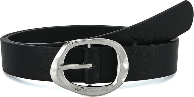 Earnda Leather Belts for Women Casual Fashion Waist Belt with Liquid Shapes Gold Buckle for Jeans... | Amazon (US)