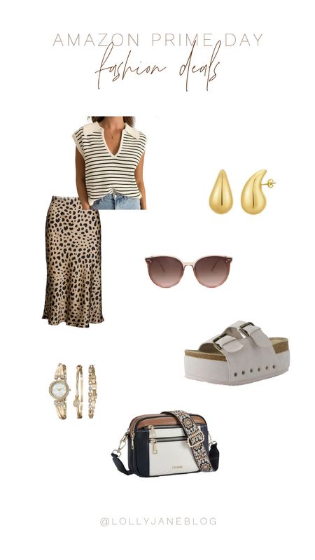 Amazon Prime day fashion deals for women! 🤍

We found some super fun accessories that are just perfect for this summer. Best part, is they are ALL ON SALE for Prime day on Amazon! 👏🏼
These gold earrings are such a classy look that could go with mostly any vibe, and they pair so well with this gold watch and some fun sunnies! Sunglasses are such a summer necessity! 
These platform sandals are EVERYTHING! I love the way the contract perfectly with this adorable handbag. Such a fun boho vibe. Lastly this cheetah print skirt is so stinking cute, and this striped top is sleeve less which is perfection for a hot sunny day. 💛

#LTKSummerSales #LTKSaleAlert #LTKxNSale