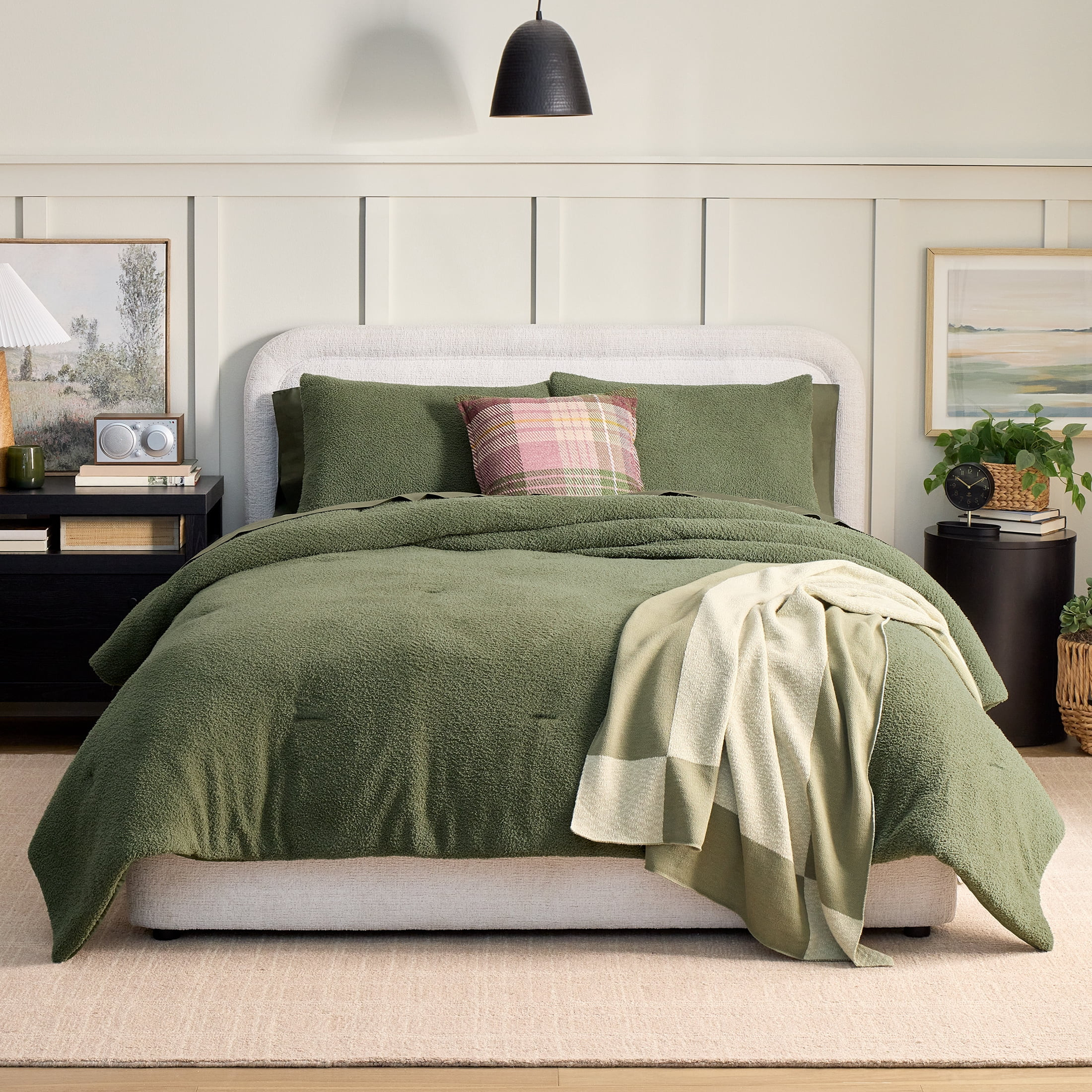 Better Homes & Gardens Printed Cozy Knit 3-piece Comforter Set, Full/Queen Size, Farmhouse Plaid | Walmart (US)