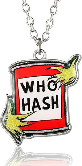 SALLY ROSE Dr. Seuss The Grinch Necklace for Women Official License, 16"+3" Who Hash Pendant Neck... | Amazon (US)