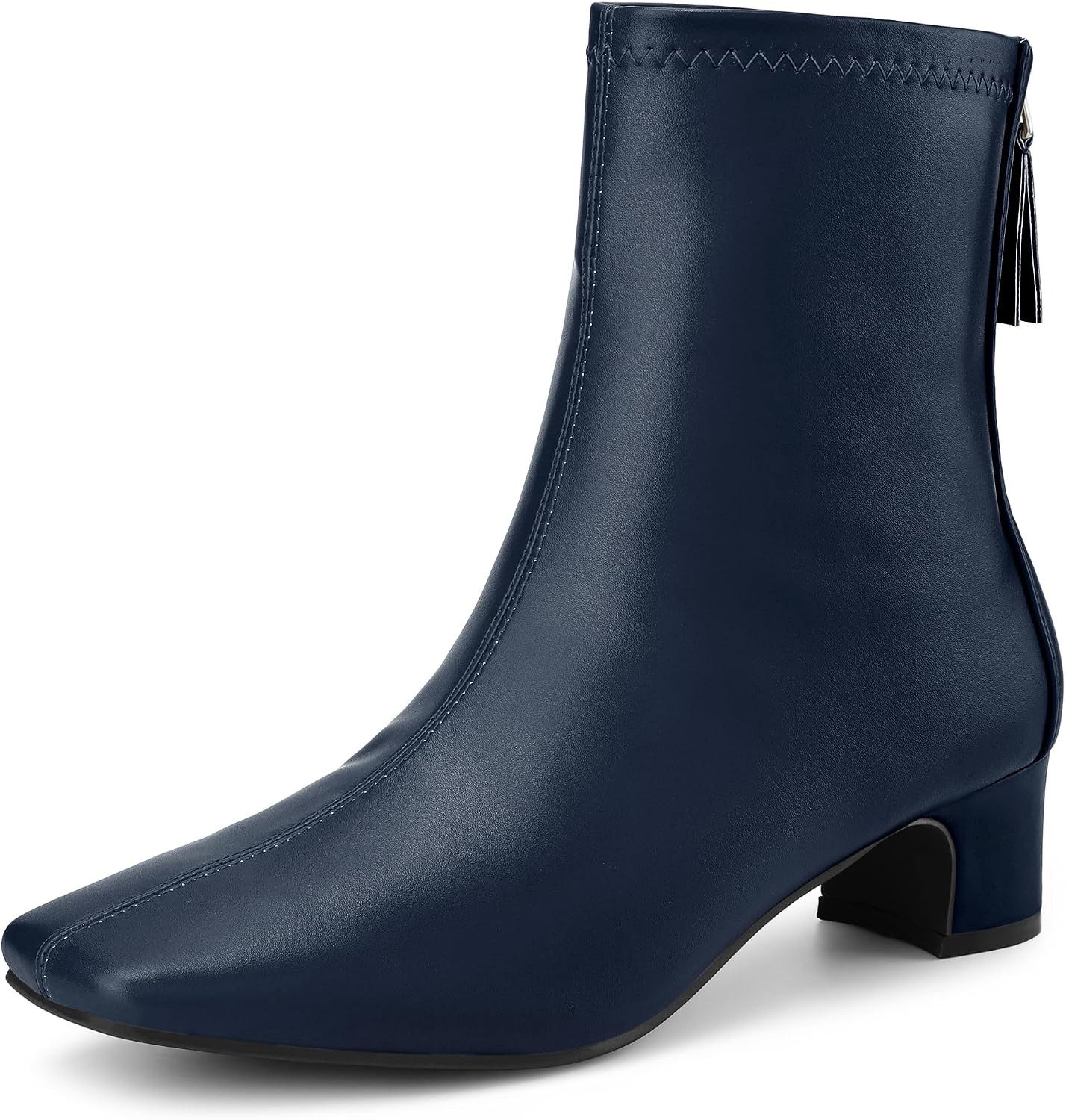 Allegra K Women's Square Toe Block Heels Ankle Boots | Amazon (US)