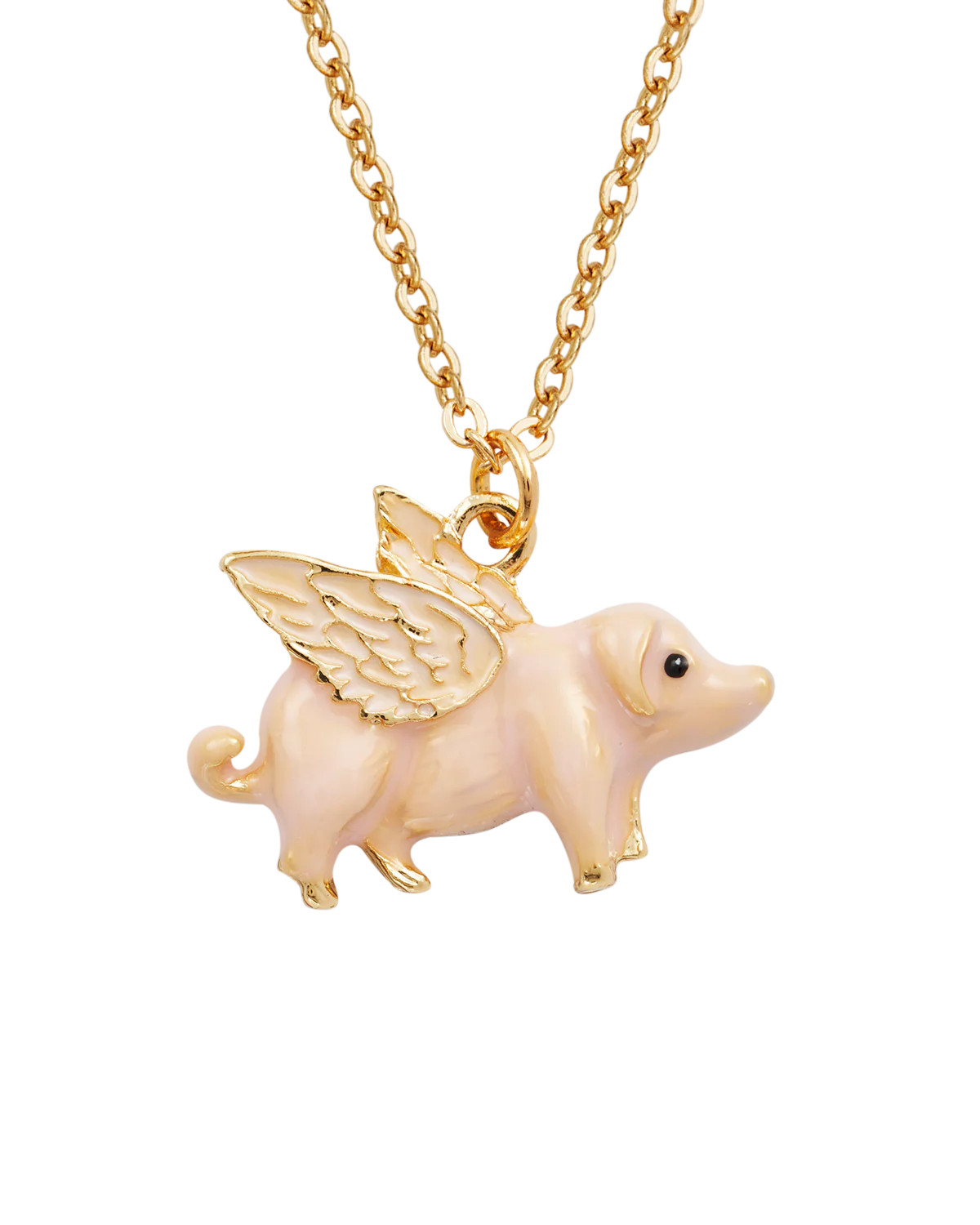 Gold Flying Pig Enamel Necklace | Fable England