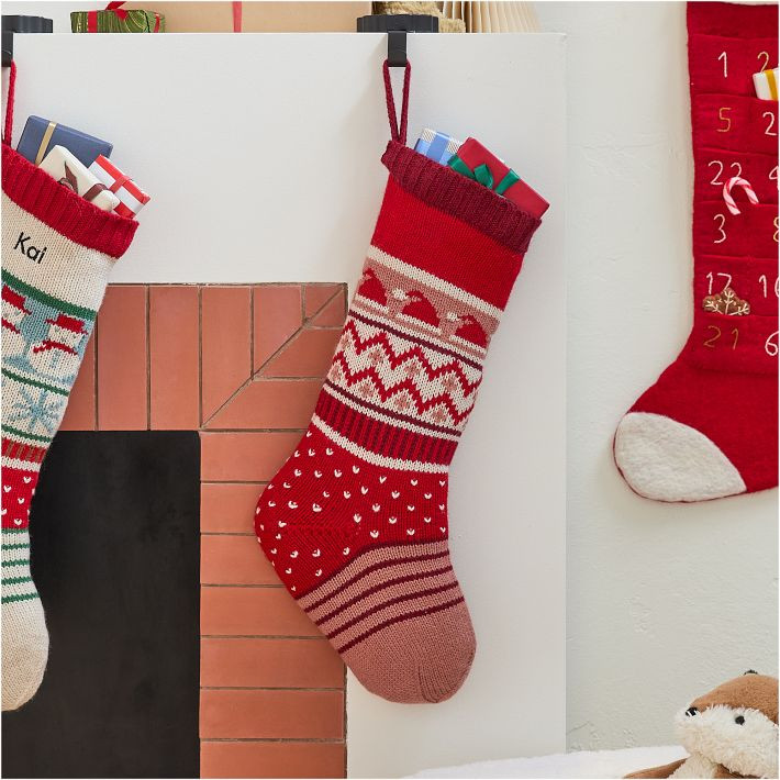 Fair Isle Knit Stocking - Santa Hats | West Elm (US)
