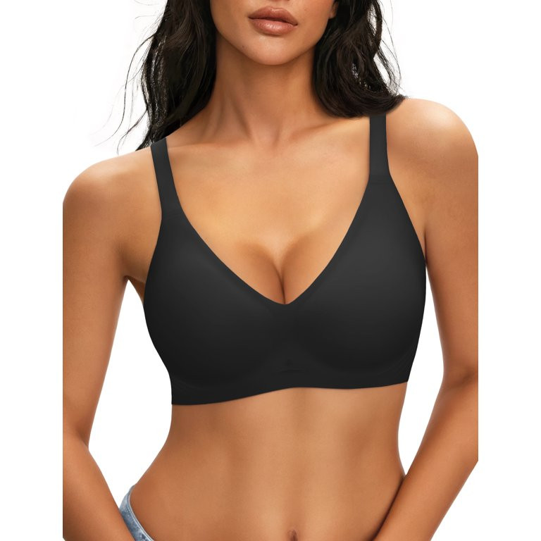 LUCKMEEY Women Deep V Plunge Seamless Wireless Support Convertible Bralette | Walmart (US)