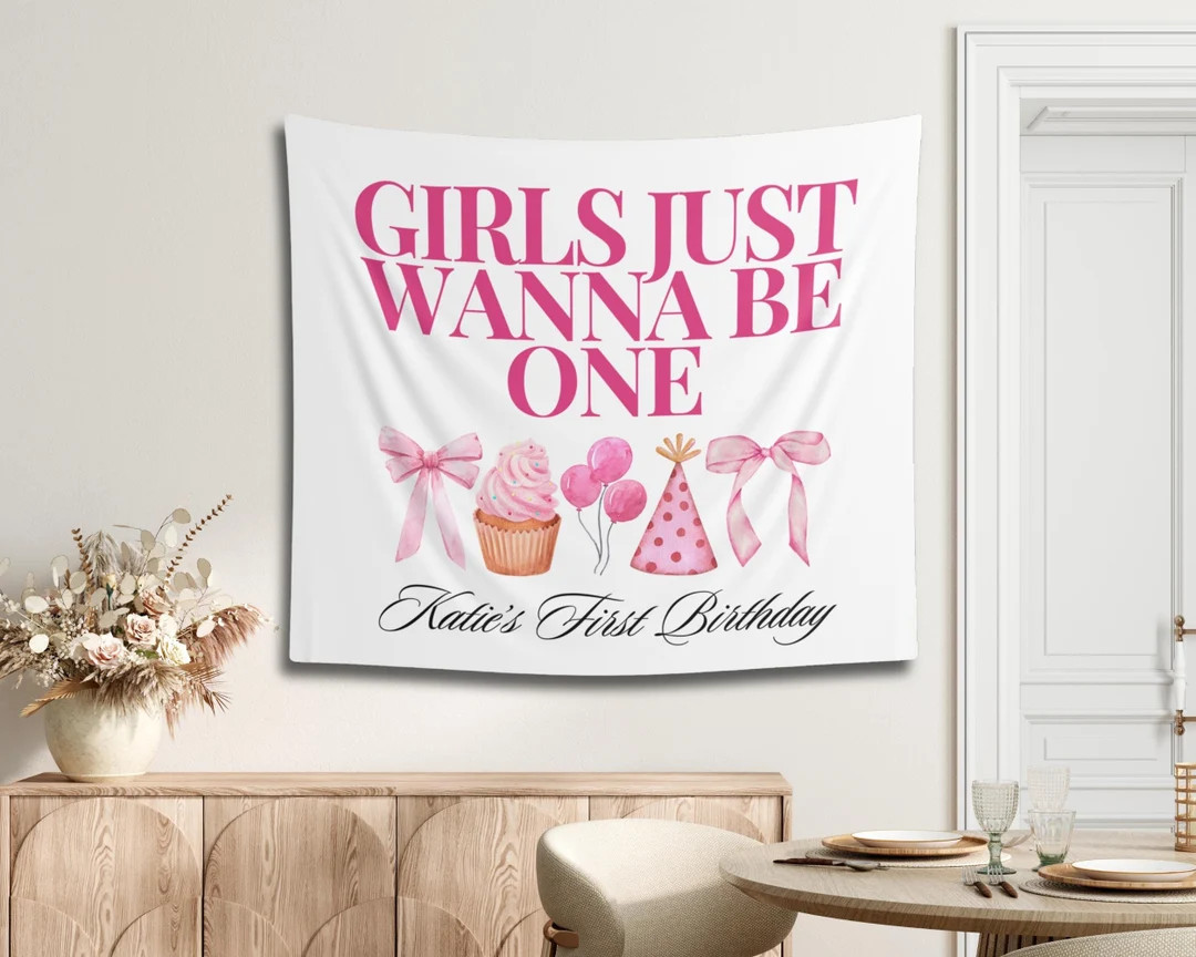 The Big One First Birthday, Girls Just Wanna Be One Birthday Banner, 1st Year Banner Pink, Happy ... | Etsy (US)