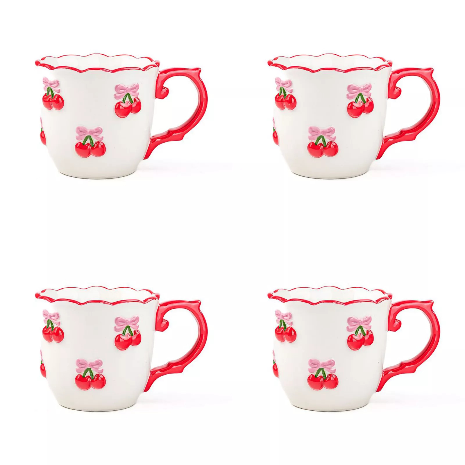 10 Strawberry Street 4-pc. Cherry Mug Set, Red | Kohl's