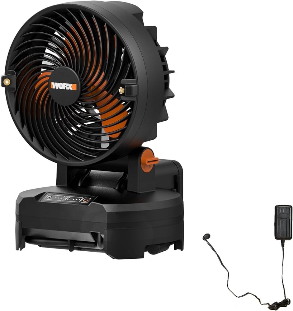 WORX 20V Cordless Misting Fan w/ 3 Speed & 3 Mist Settings, Bucket Top Portable Fan Max 15Ft Mist... | Amazon (US)