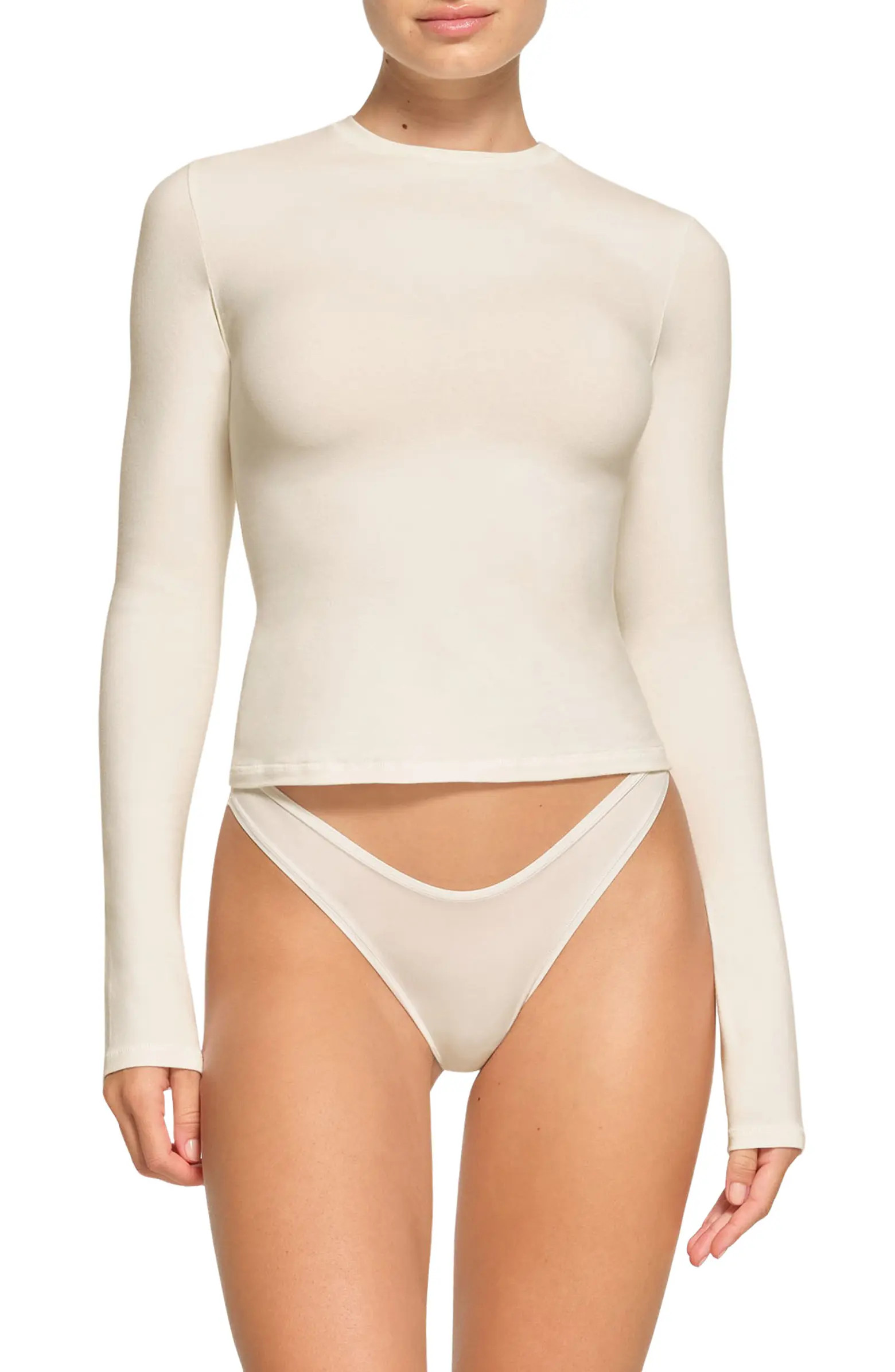 SKIMS Stretch Cotton Jersey Long Sleeve T-Shirt | Nordstrom | Nordstrom