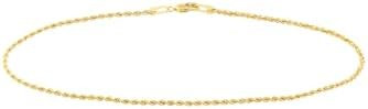 Jewelry Affairs 14K Yellow Gold Rope Chain Anklet, 1.8mm, 10 Inch, Lobster Lock | Amazon (US)