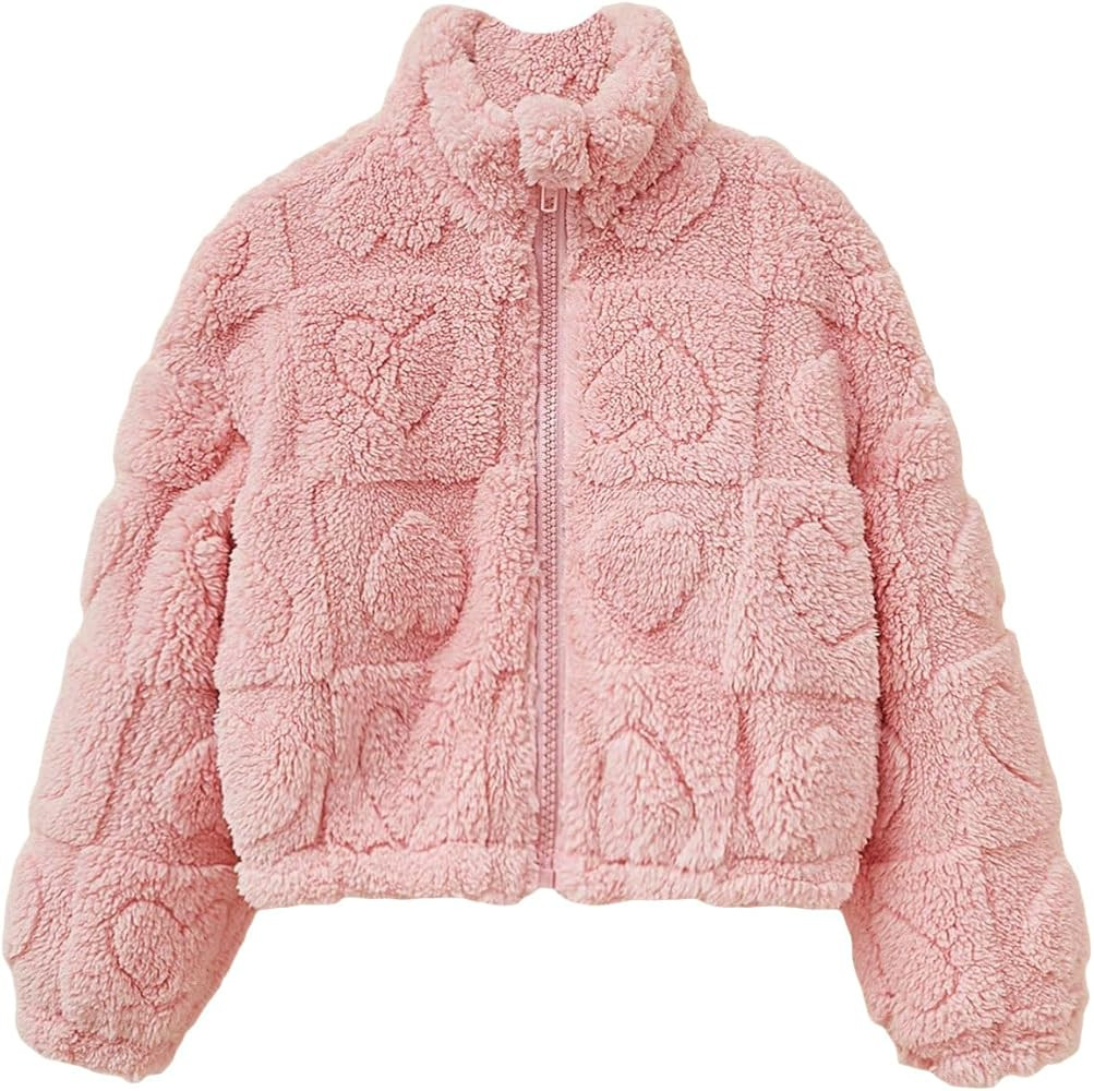 Verdusa Toddle Girl's Zip Up Fuzzy Fleece Jacket Warm Teddy Coat Outerwear | Amazon (US)