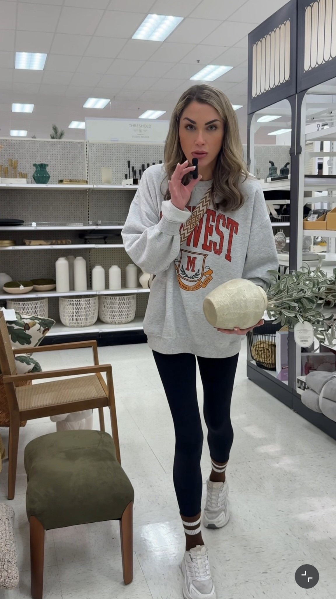 Just a little snippy snap shot of outfit details because we only do black leggings and a cool gray sweaty these days.  Hoping this one is back in stock if it is GRAB IT. I think I’m wearing a medium or a large, comes oversized


•
Comfy outfit, cozy outfit everyday, oversized crew neck, lulu lemon dupe leggings, fall socks, athletic socks, crossbody bag

#LTKWorkwear #LTKHoliday #LTKHome