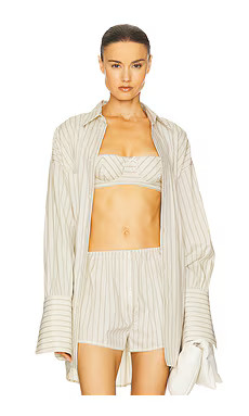 Helsa Pinstripe Poplin Bra in Cream & Black Stripe from Revolve.com | Revolve Clothing (Global)