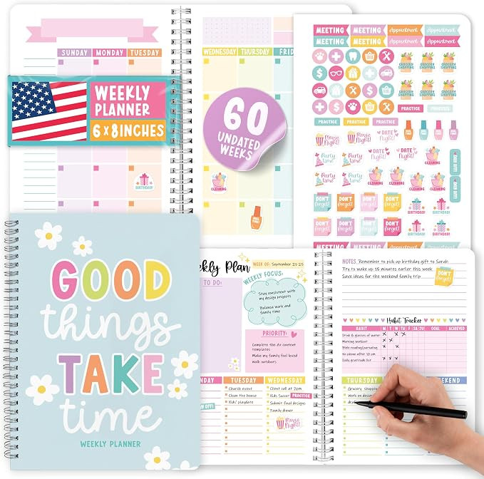 Undated Planner Weekly and Monthly - Spiral Undated Weekly Planner for Kids & Adults, Week Planne... | Amazon (US)