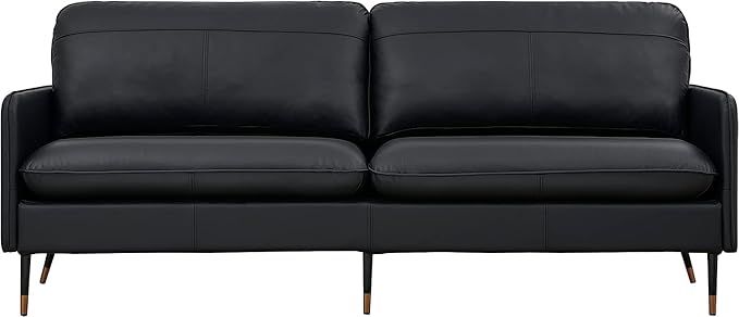 Z-hom 67" Genuine Leather Sofa, Top-Grain 2 Seater Loveseat Couch, Mid-Century Modern Upholstered... | Amazon (US)