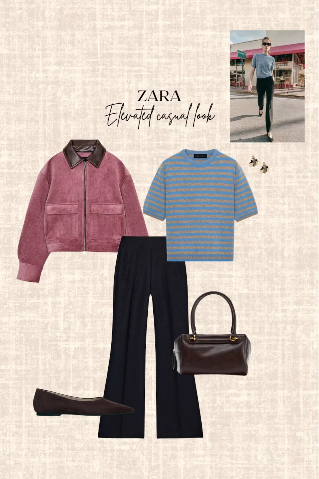 Zara Elevated Casual look! 

Jacket, pants, bag, flats, earrings, shirt

#LTKootd #LTKSeasonal