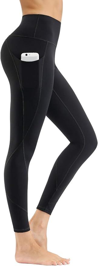 HKJIEVSHOP High Waist Yoga Pants, Pocket Yoga Pants Tummy Control Workout Pants 4 Way Stretch Poc... | Amazon (US)