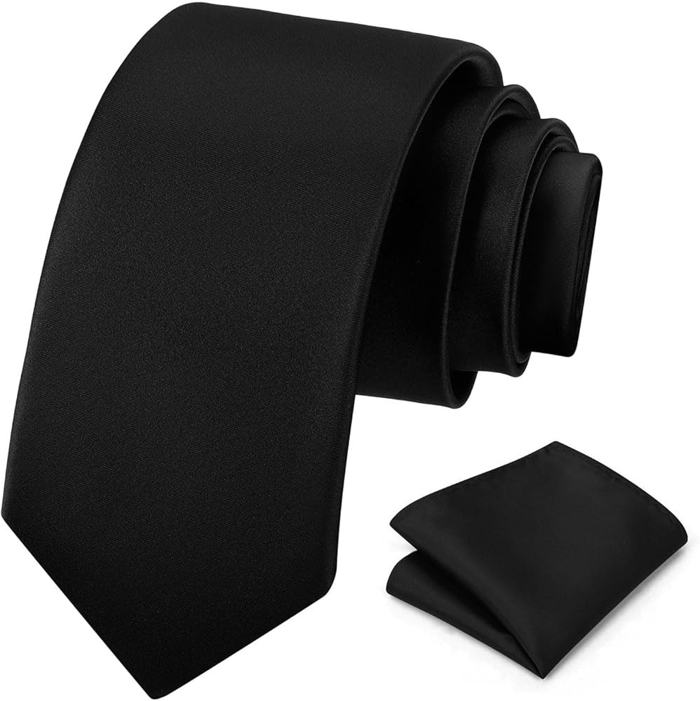 PenSee Men's Tie Set Solid Pure Color 3.15" (8CM) Classic Formal Plain Necktie and Pocket Square ... | Amazon (US)