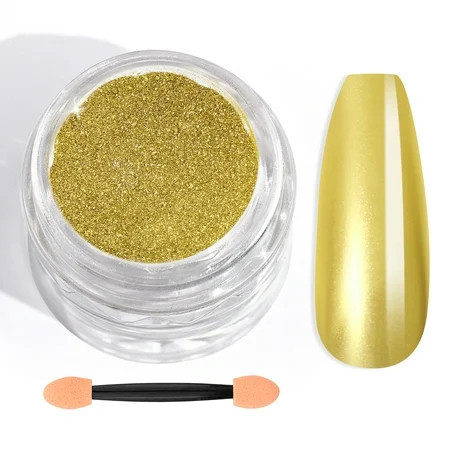 Saviland Gold Chrome Nail Powder - 1g Metallic Mirror Effect Chrome Powder for Gel Nails Manicure Nail Art Pigments Gold Chrome Powder Nail Decoration Glitter Dust for Nail Art Gel Polish | Walmart (US)