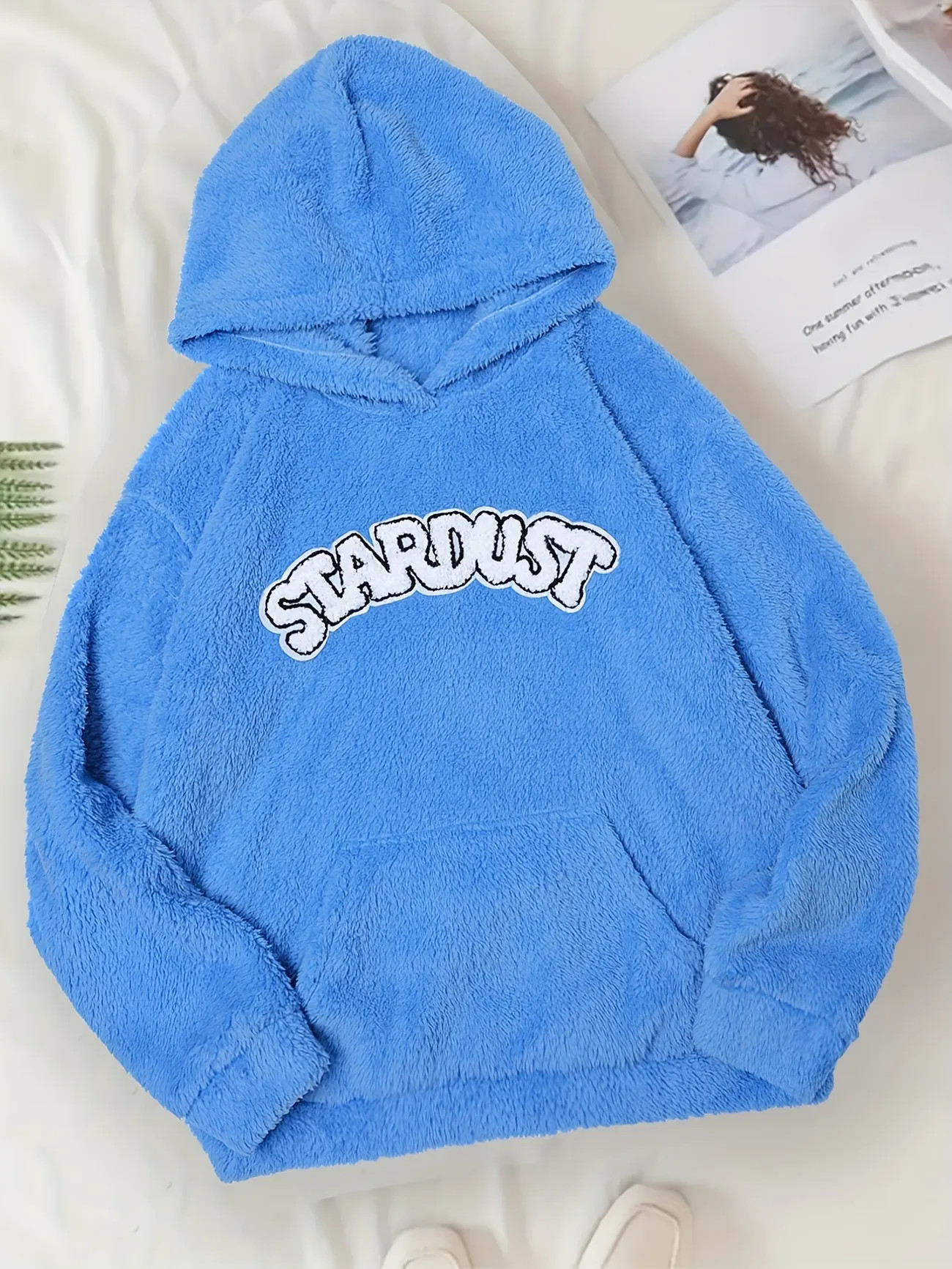 Letter Embroidered Kangaroo Pocket Hoodie Casual Long Sleeve Fleece Hoodies Sweatshirt Womens Clo... | Temu Affiliate Program