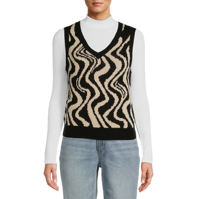 No Boundaries Women’s V-Neck Sweater Vest | Walmart (US)