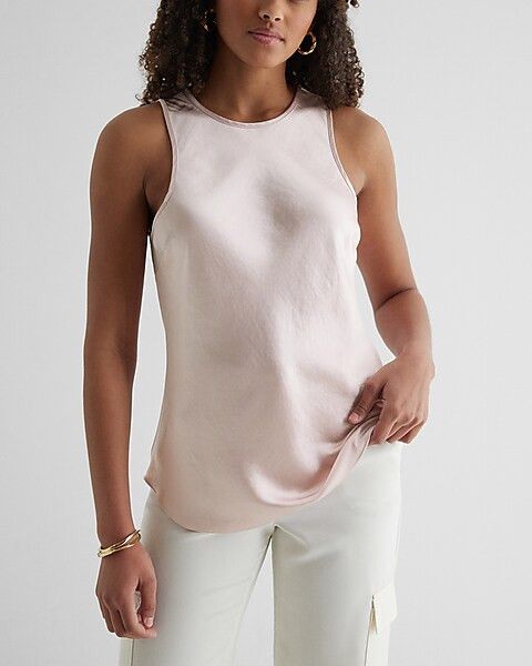 Satin Crew Neck Tank | Express