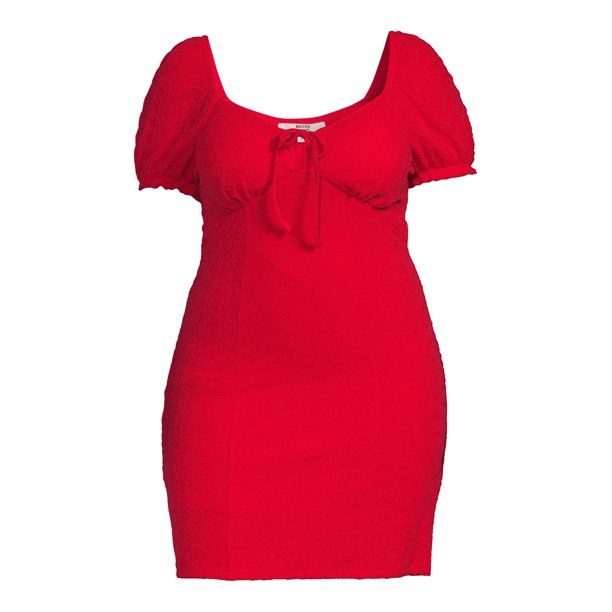 Madden NYC Juniors Plus Heart Dress with Short Puff Sleeves | Walmart (US)