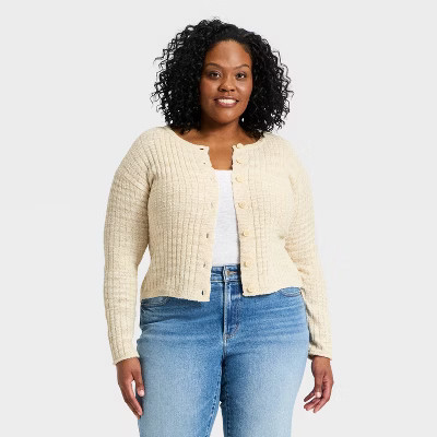 Women's Rib Cardigan - Universal Thread™ Oatmeal 4X | Target