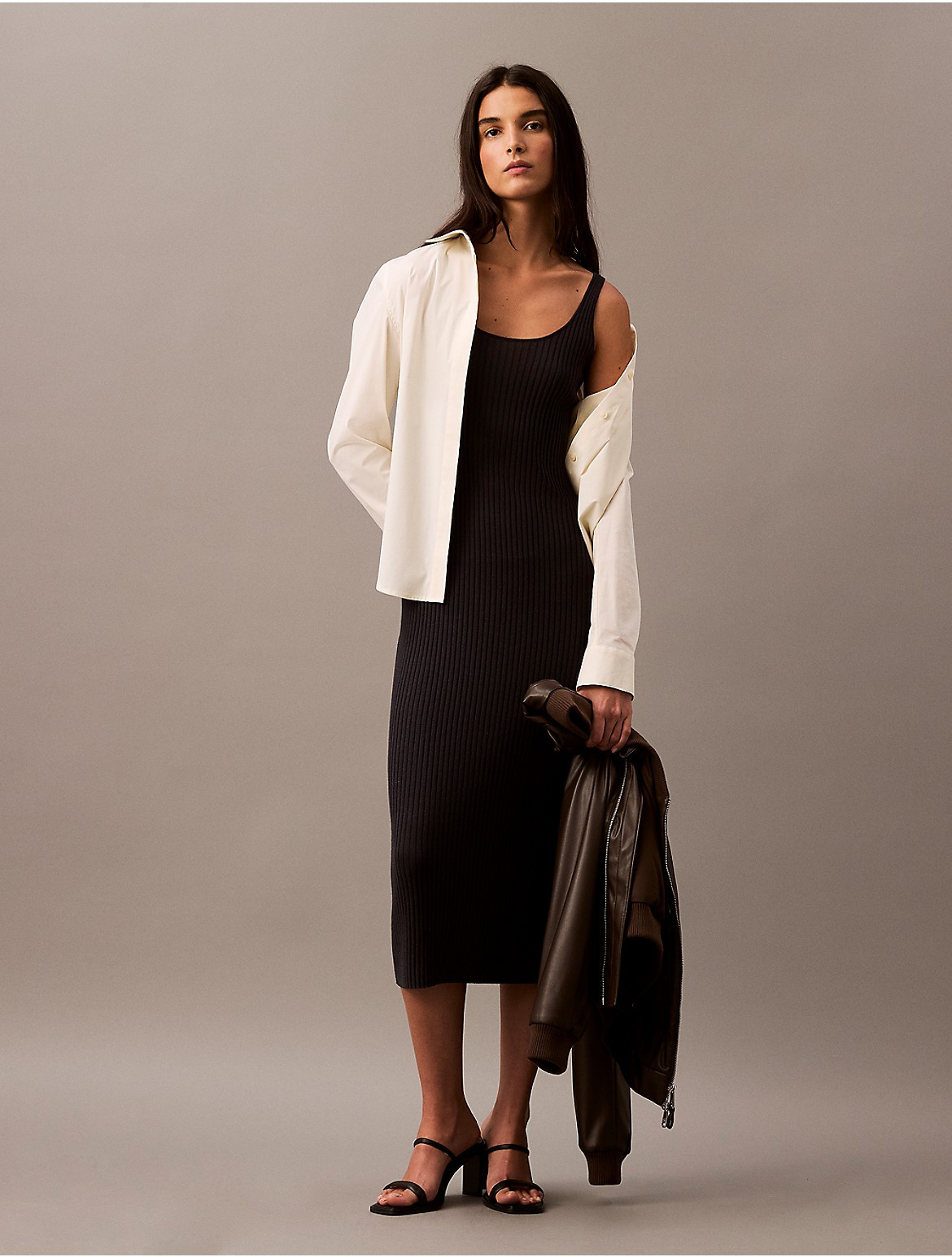 Calvin Klein Women's Silk Cashmere Sweater Dress - Black - L | Calvin Klein (US)