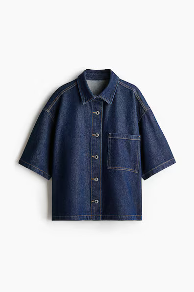 H & M - Oversized Denim Shirt - Blue | H&M (US + CA)