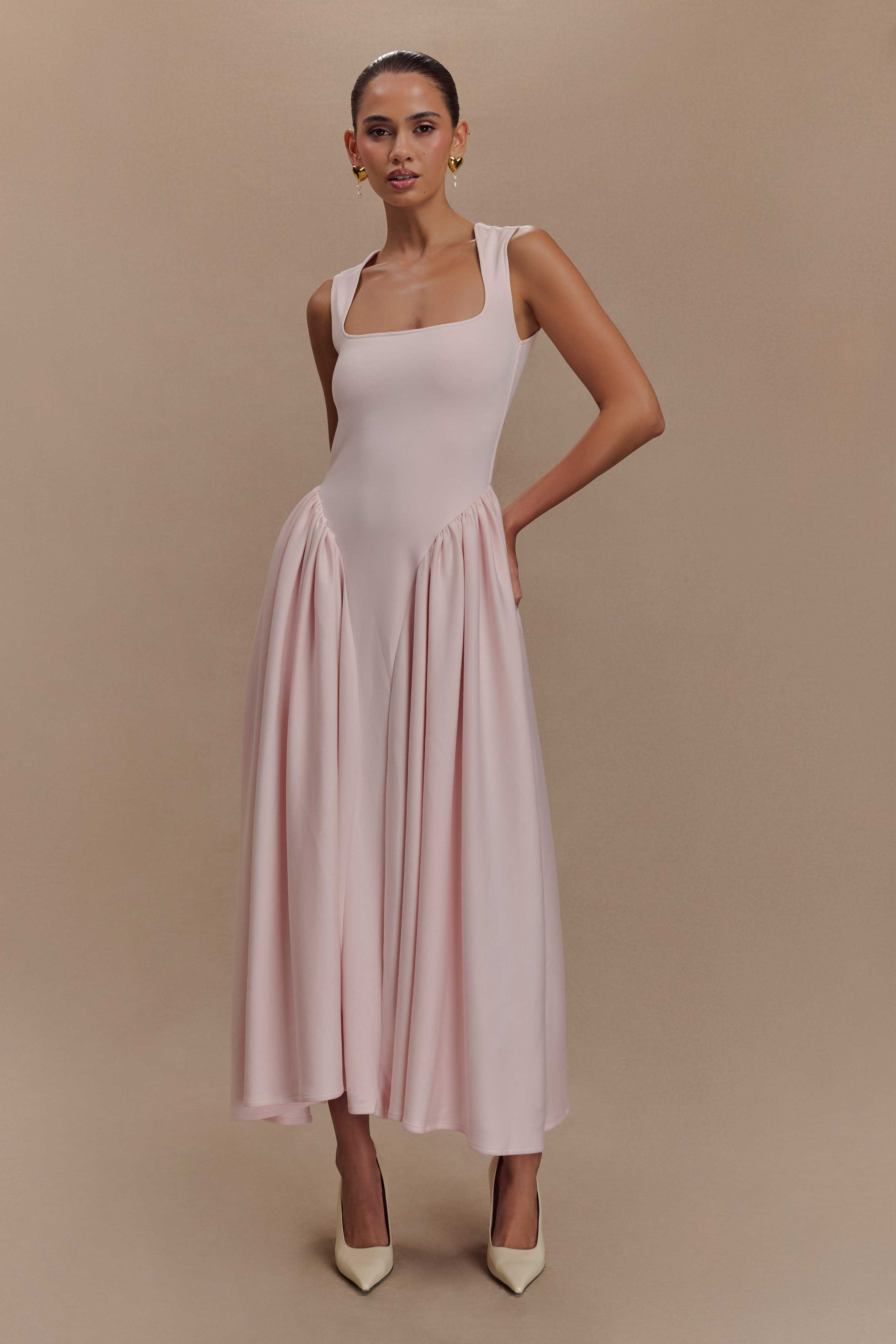 Sharon Scuba Jersey Midi Dress - Ballet Pink | MESHKI US
