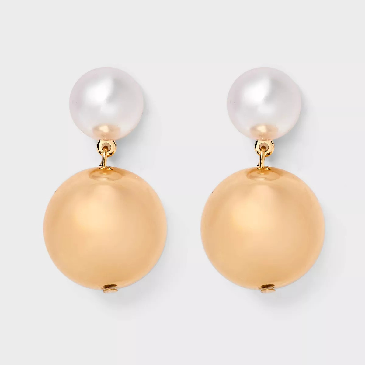 Pearl Round Double Drop Earrings - A New Day™ Gold | Target