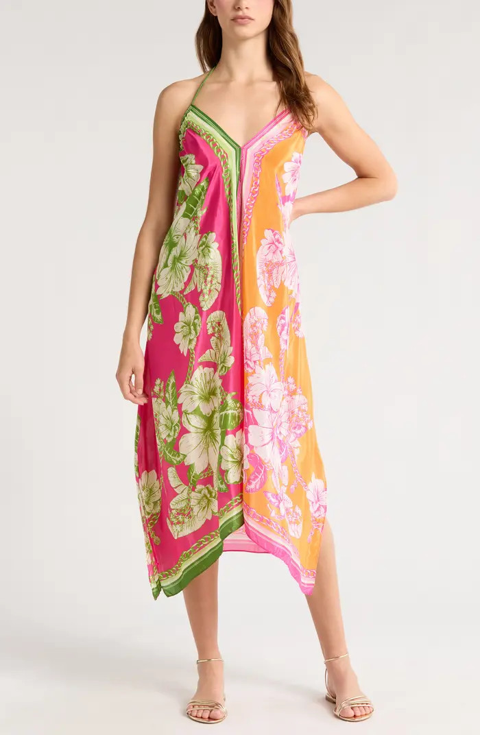 FARM Rio Floral Elegance Scarf Print Halter Cover-Up Dress | Nordstrom | Nordstrom